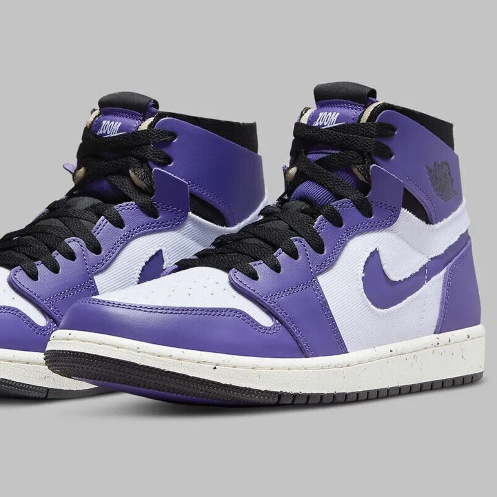 Nike Air Jordan 1 Zoom Air CMFT Men's Sz 12.5 White Black Purple CT0978-501 NEW